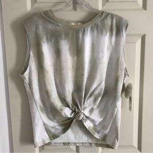 MADDEN GIRL Shoulder Pad Scoop Neck tie dye Tank with matching face mask.